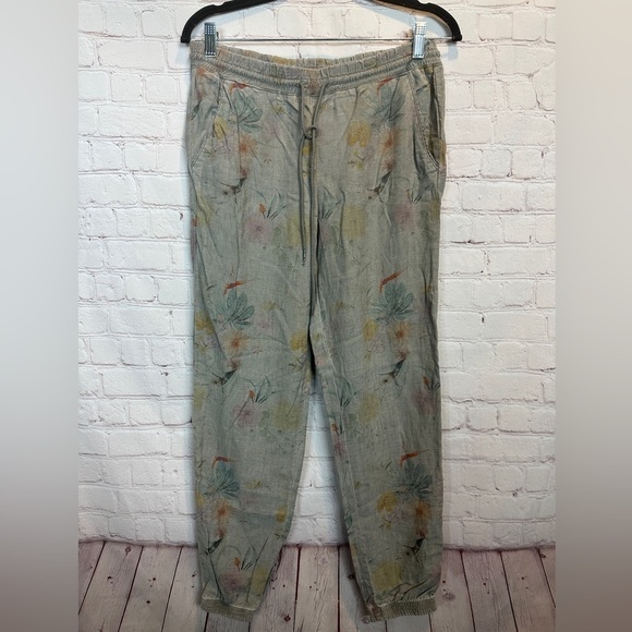 Level 99 Linen blend floral print Pants tapered Leg Utility‎ Jogger, sz S - Picture 1 of 6